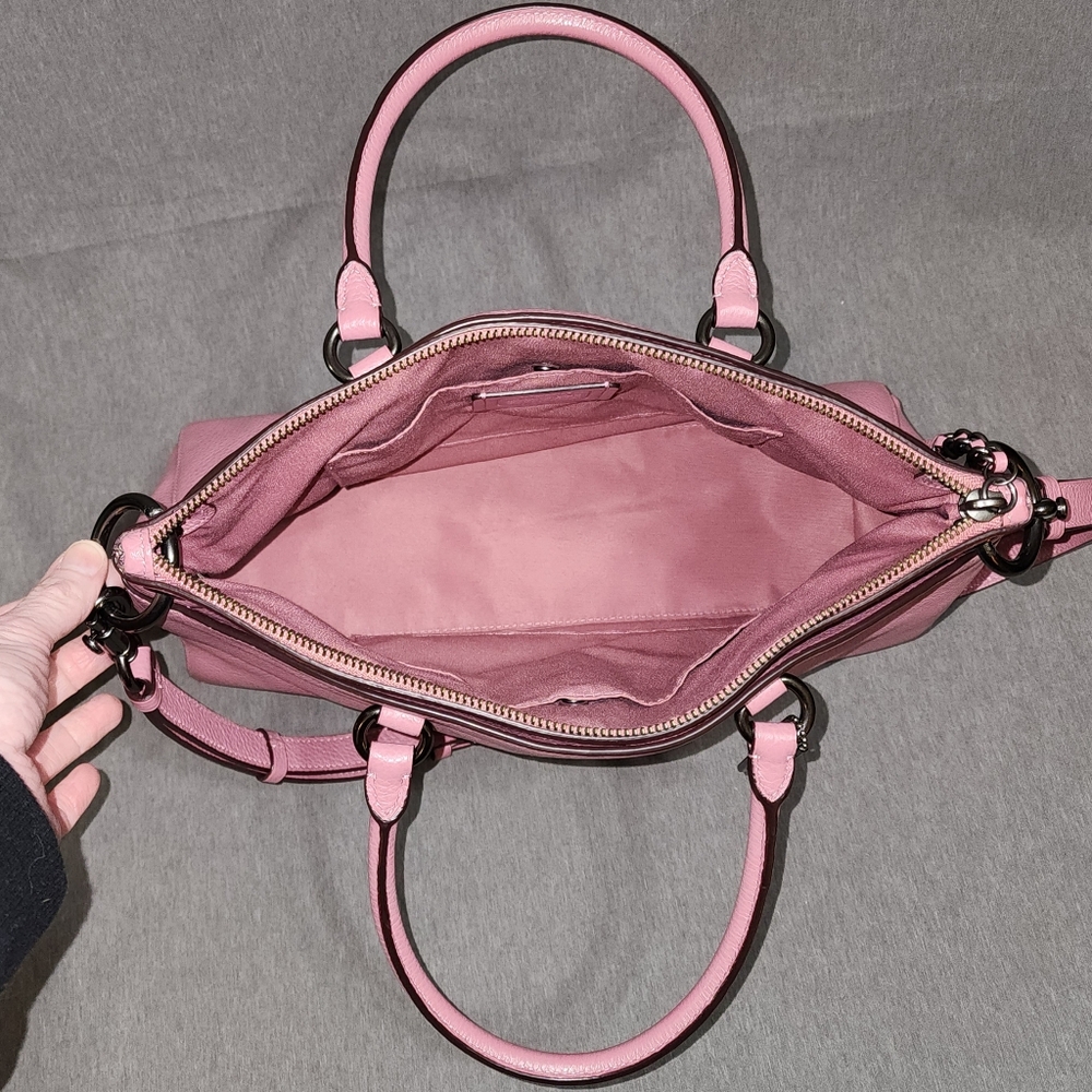 COACH Mia Pink Rose Leather Satchel/Crossbody, Like New - Picture 3 of 8